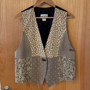 Yasuko Silk Vest fall boho Button Front Size M / L